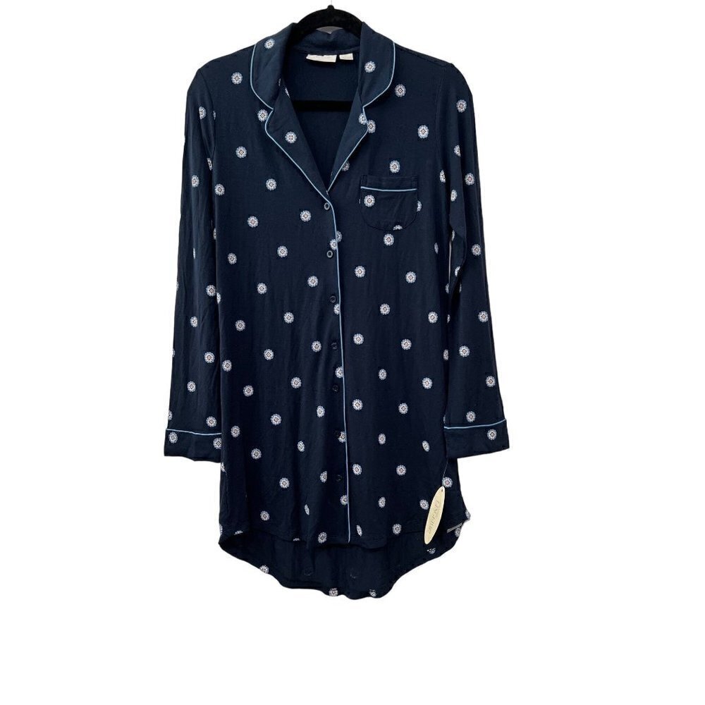 NWT Nordstrom Lingerie Size XXS Navy Sapphire Spaced Foulard nightshirt